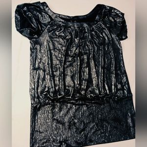 Women's Charcoal Black Metalic Essentials  Blouse M